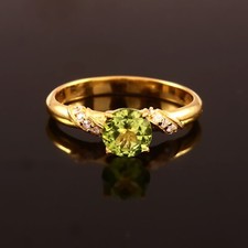 6 MM Round Peridot Ring, Engagement Ring, Gold Plated Ring, 925 Sterling Silver