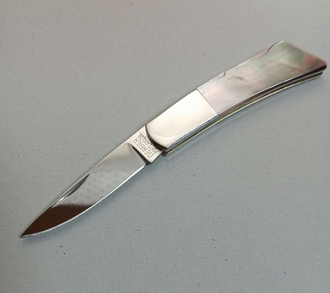 OLD GERBER Silver Knight 200A Abalone shell Pocket Knife Unused | eBay