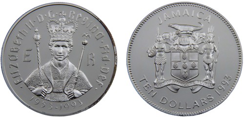 Jamaica 1993 10 Dollars Silver 92.5% PF