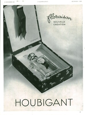 Alte Reklame Parfum Houbigant Floraison 1935 aus Zeitschrift