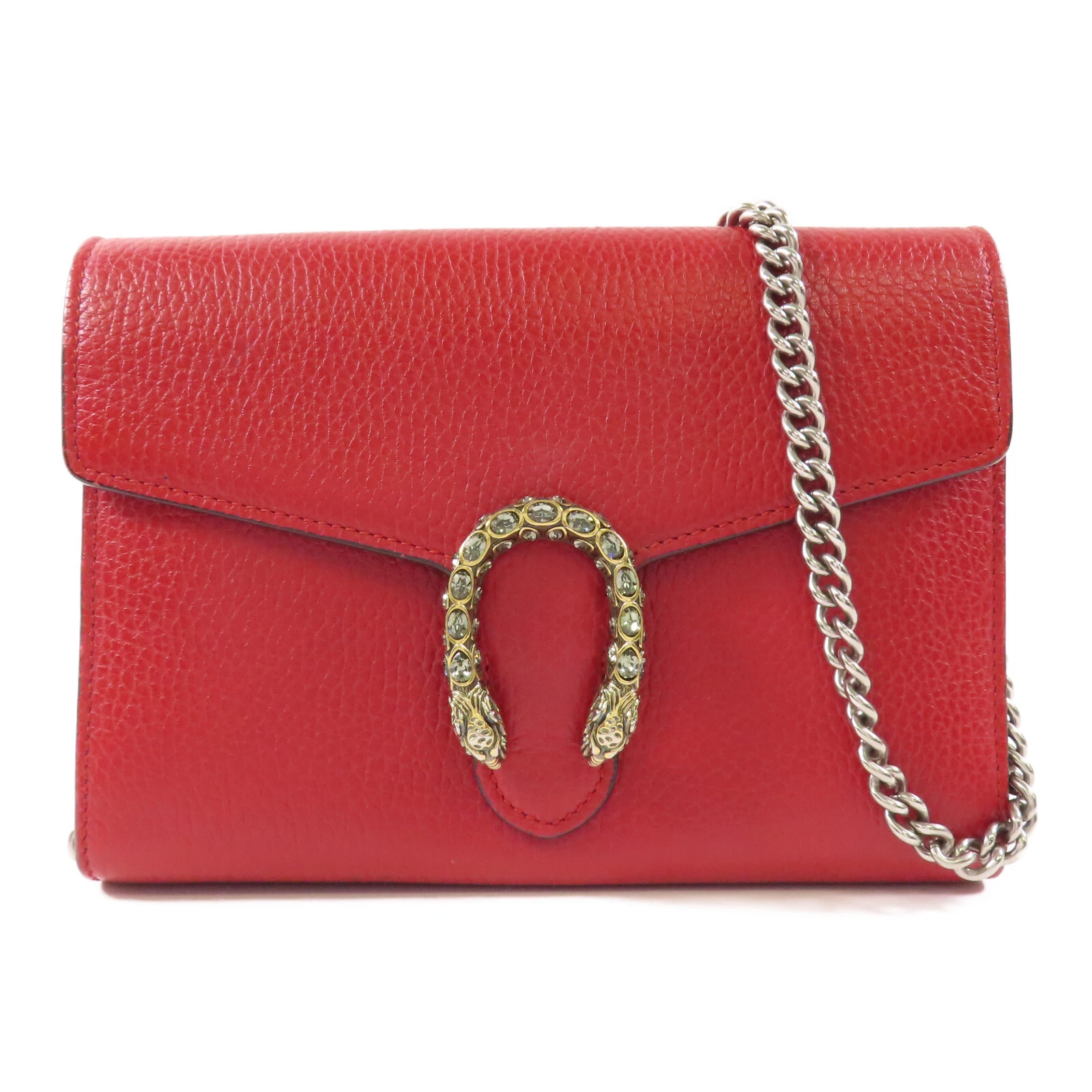 Sac à bandoulière portefeuille chaîne suprême GUCCI GG Dionysus GG 401231 cuir de veau rouge