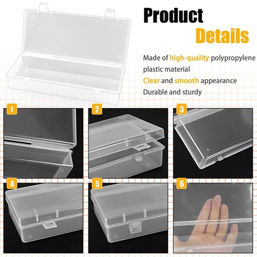 10x 6''Plastic Storage Boxes,Small Storage Containers with Hinged Lids,Rectangle - Picture 2 of 8