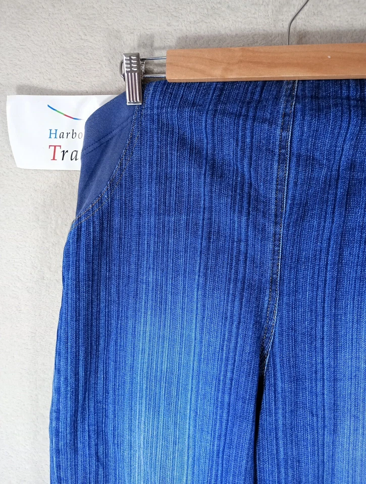 Mothercare Jeans Maternity 12 Blue Denim Y2K Vintage Blue Denim Wide Leg Cropped - image 2 of 4