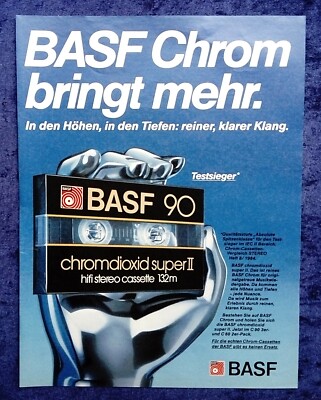 BASF Audio Cassette, Chromdioxid Super II, originale Werbung aus 1984