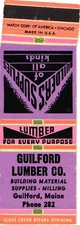 Guilford Lumber Co., Building Material,  Supplies, Maine Vintage Matchbook Cover