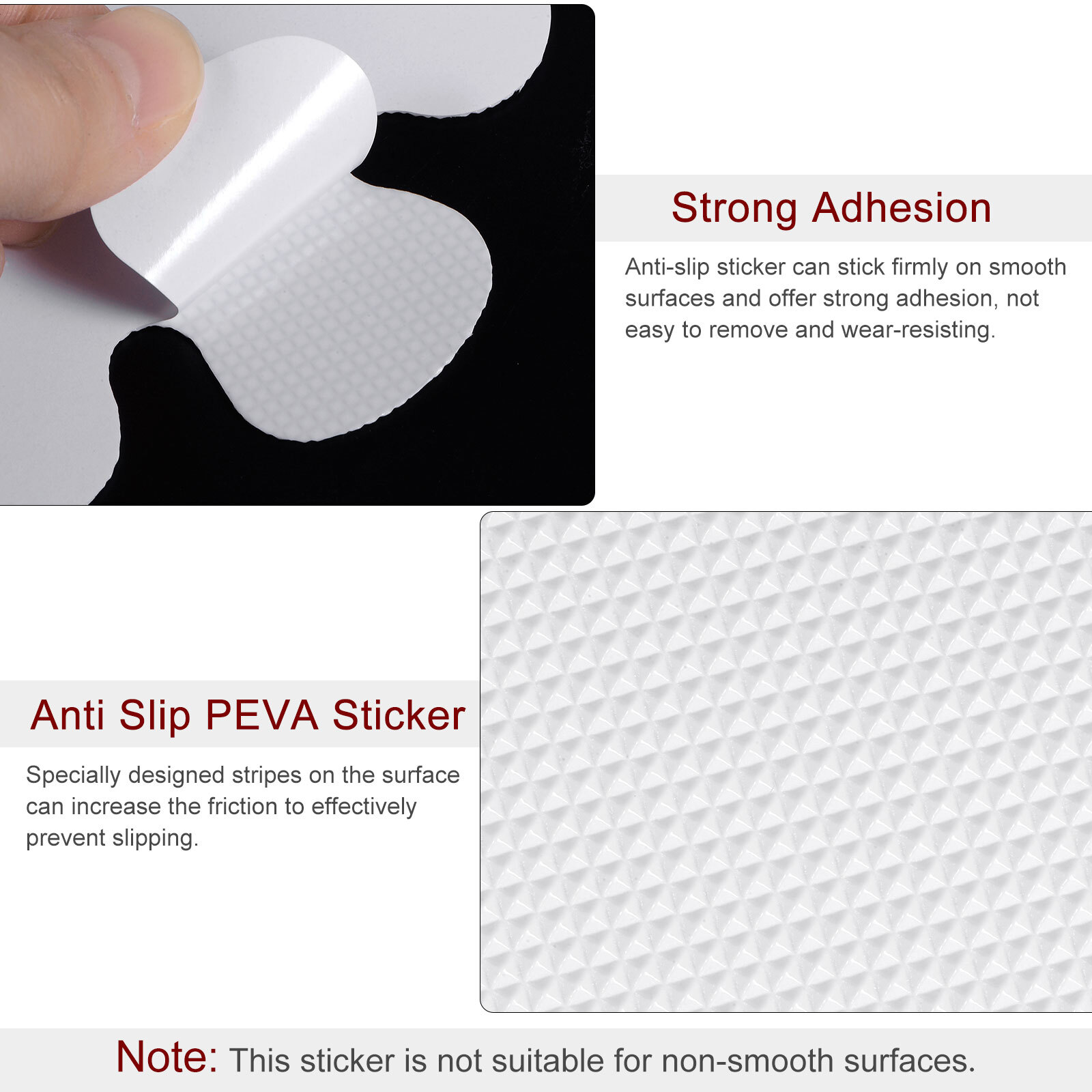 6-Pack Black Anti-Slip Bath Stickers - 3.15" Flower Design For Shower & Bathtub Safety