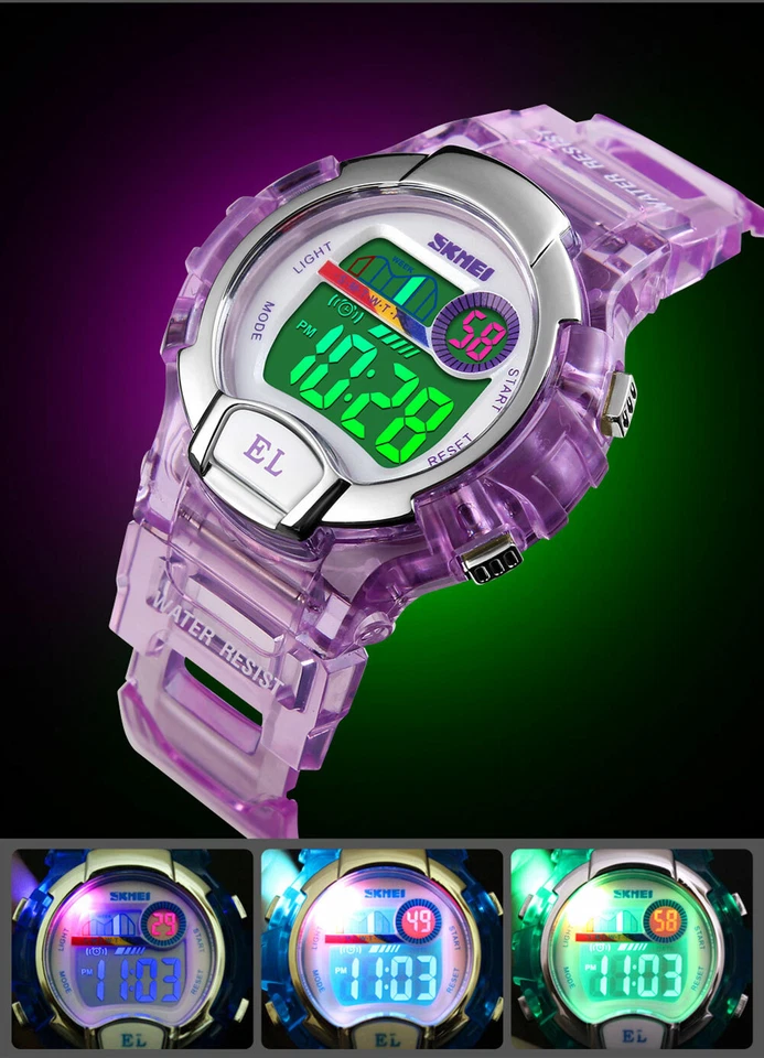 SKMEI Sport Kinderuhr Jungen MäDchen Geschenke Wasserdichte LED Wecker 1450 75F - Bild 4 von 4