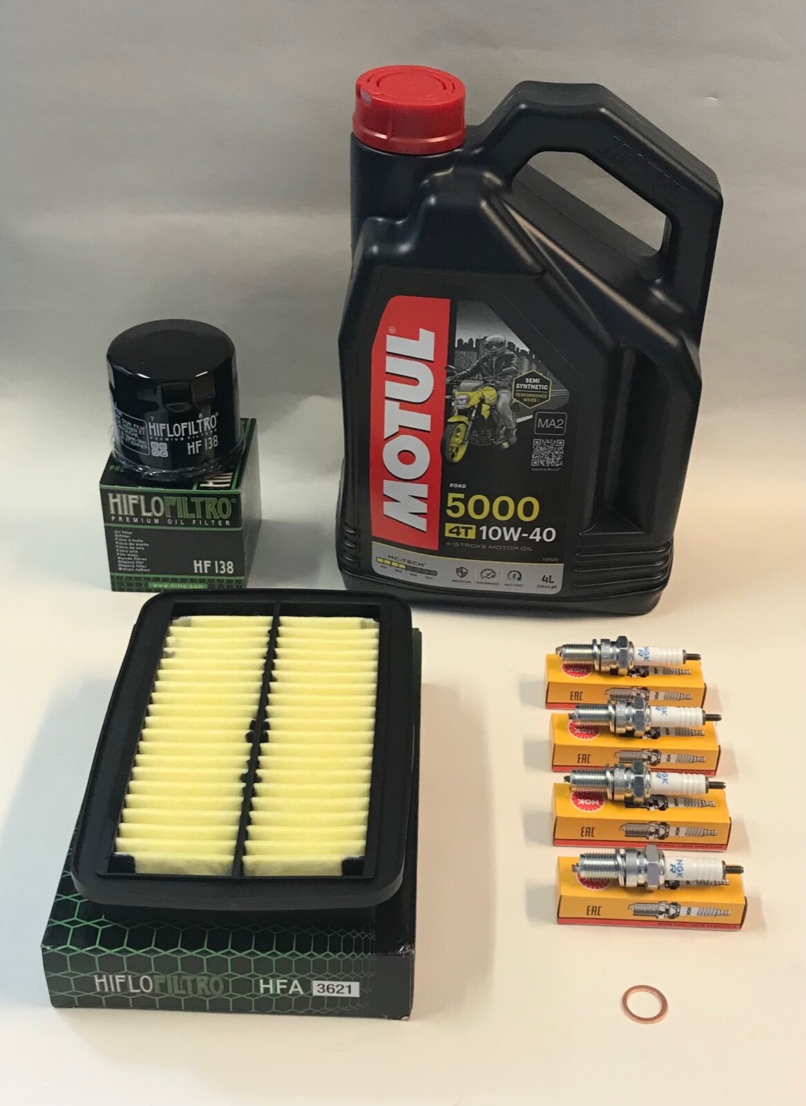 Service Kit for GSF650 Bandit 07-16 Motul 5000 Oil Spark Plugs Air & Oil Filter
