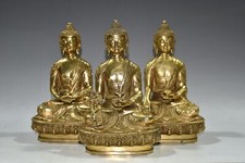 Pure copper gilded Buddha statue ornament with three treasures of Shakyamuni