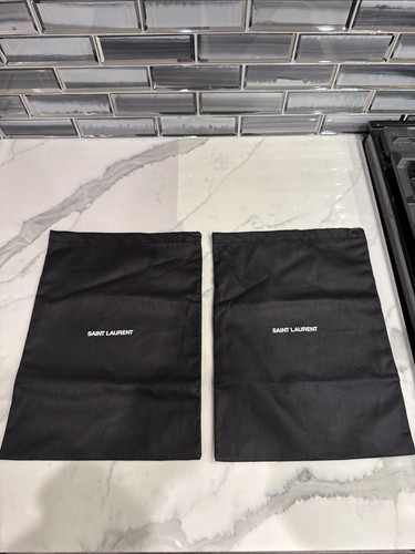 Two Saint Laurent Black Cloth Lined Dust Bag 13.4"x10”Designer Drawstring - Picture 2 of 3