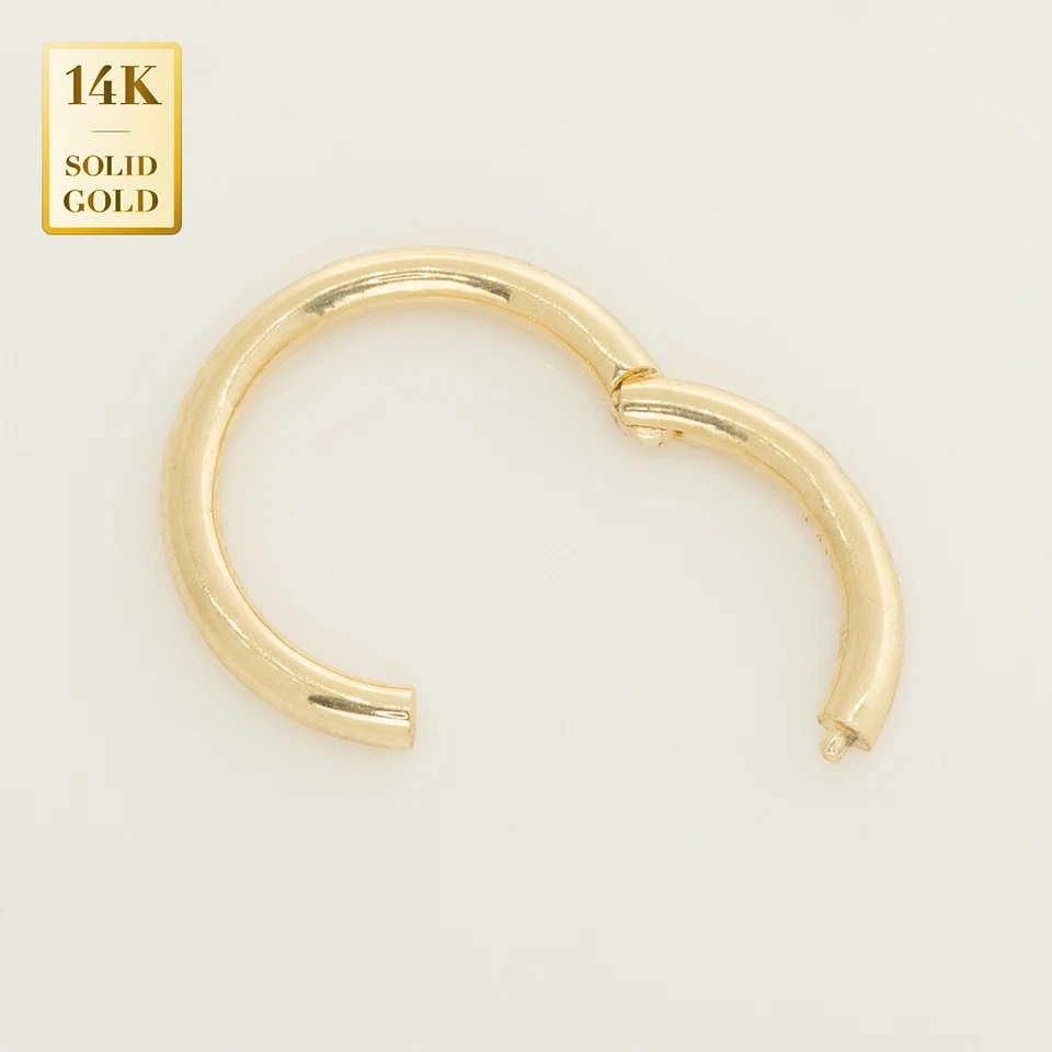 14K реальный твердого золота минимальный обруч пирсинг перегородки тела нос кольцо серьги 16 калибра - Изображение 2 из 4