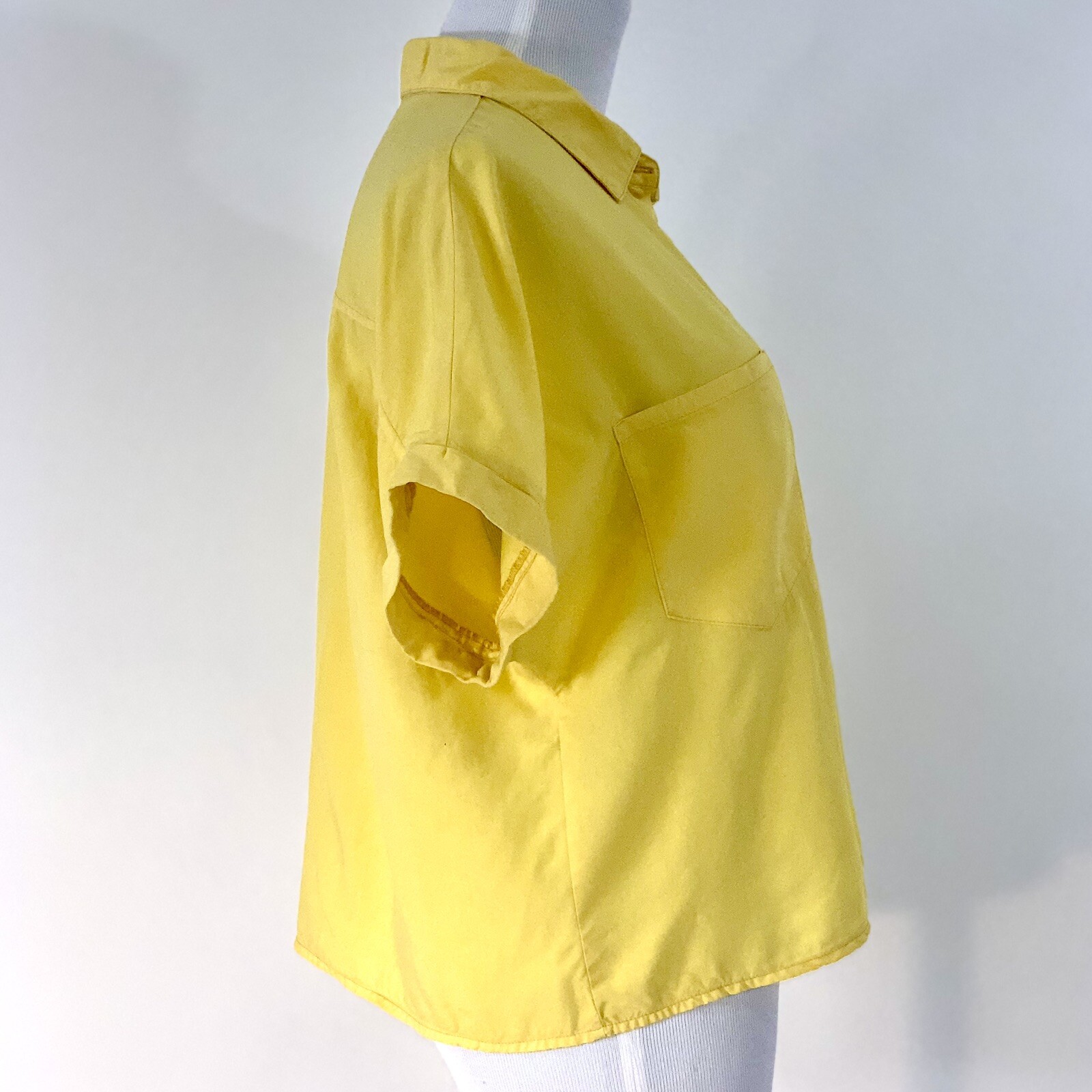 Thread & Supply Yellow Cropped Button Down Short … - image 2