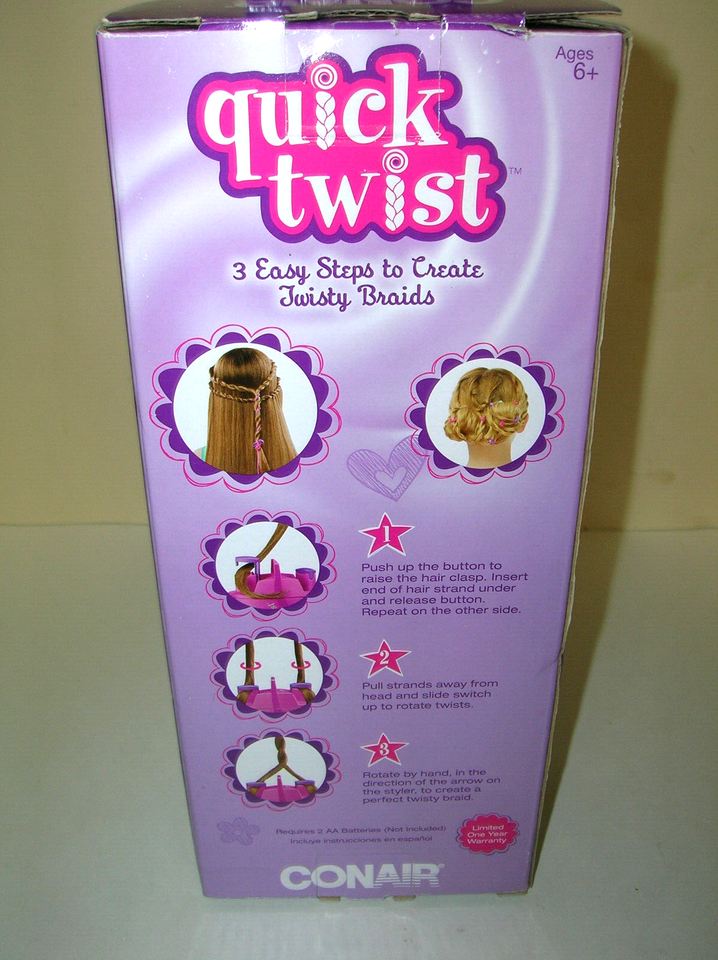 Conair Quick Twist Twirl Hair Braider Battery Power Portable DIY