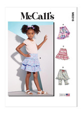 McCalls M8316 Sewing Pattern - Children's and Girls Skorts- Size 2-6/Uncut