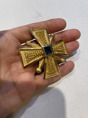 Vintage BSK Maltese Cross Brooch Pin