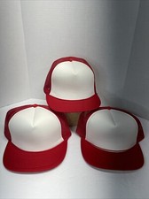 Vintage Hat Lot Of 3 Red And White Trucker Hat Snapback The Madhatter Brand