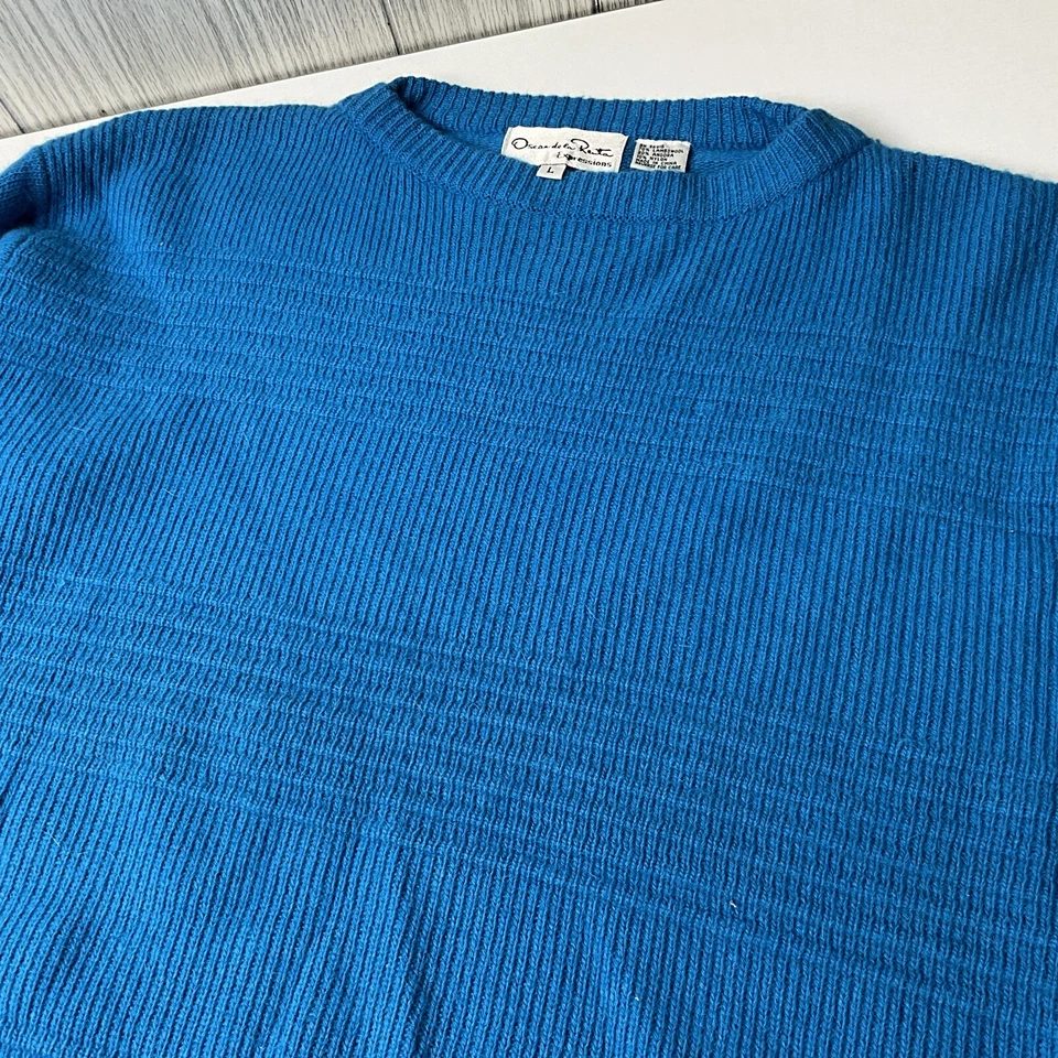 Pullover Oscar De La Renta Expressions Talla Grande Azul Lana de Cordero Mezcla Angora Foto 4 de 4