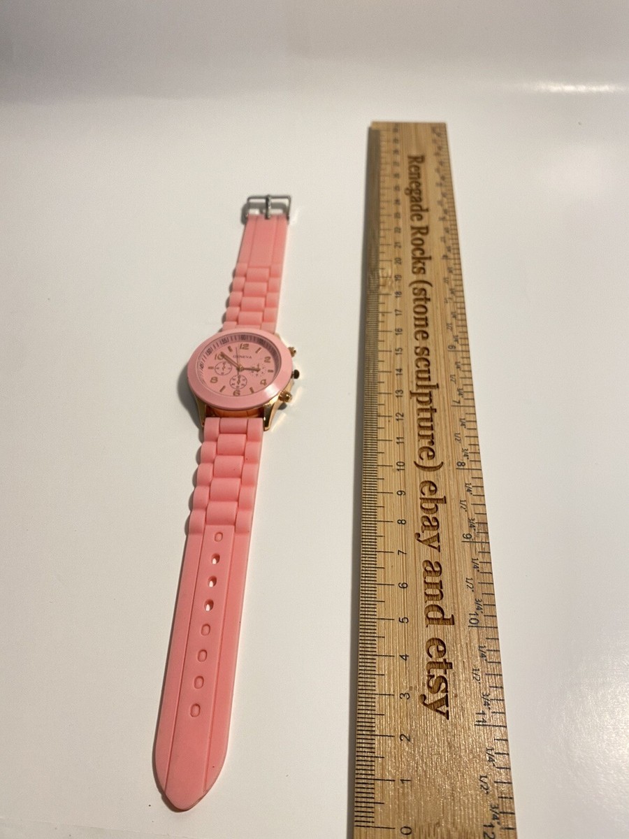 GENEVA wrist watch needs new Battery Silicone ￼pink band  display picture 3