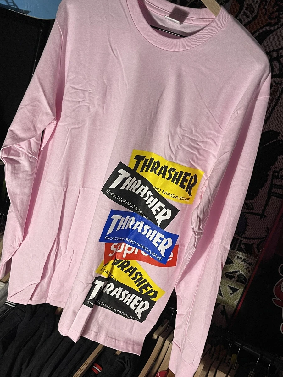 Supreme x Thrasher Multi Logo L/S Tee - Light Pink | eBay