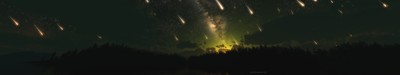 Anime multiple display meteors shooting stars sky triple Play Gaming Mat Desk