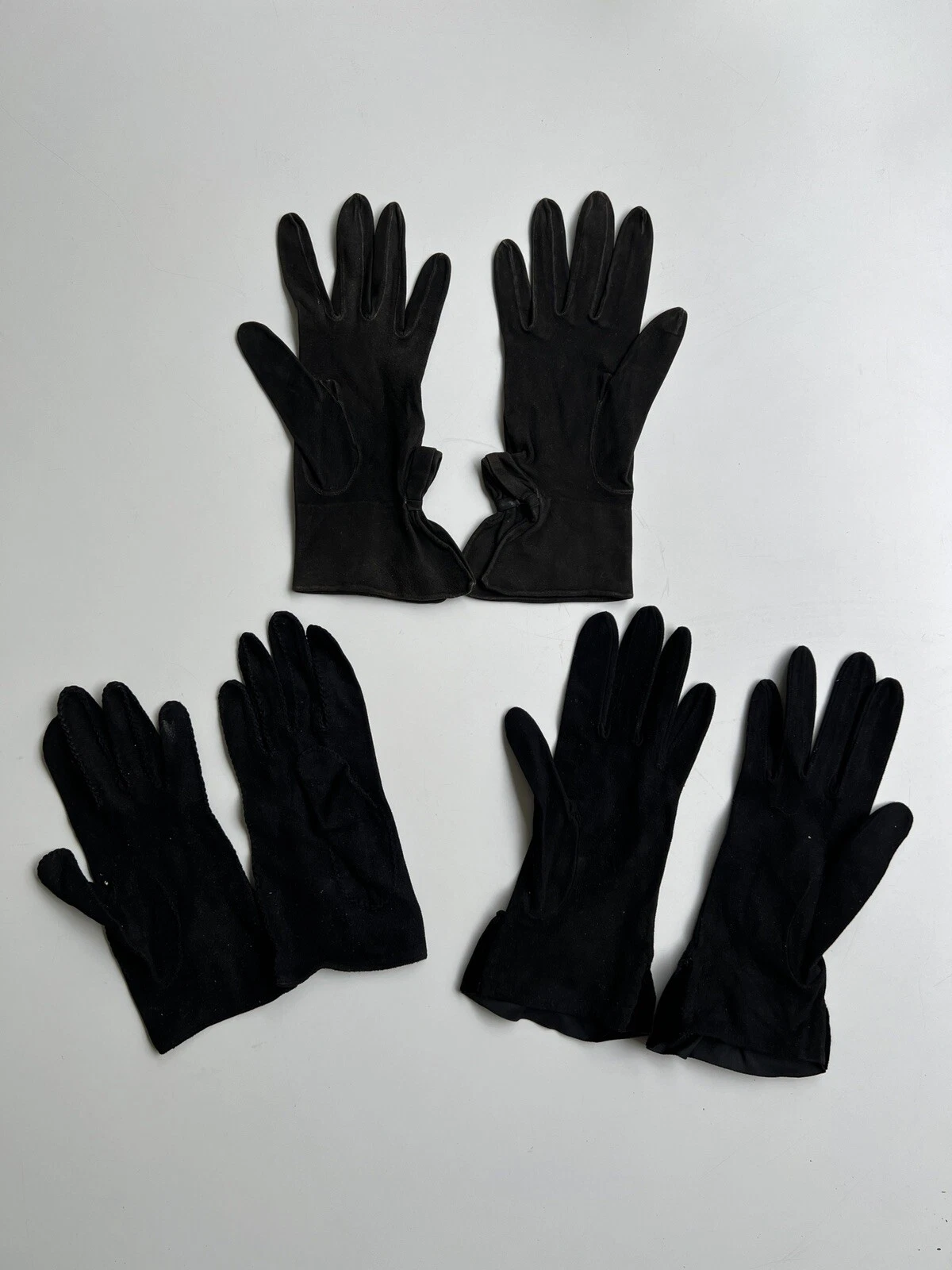 Gants habillés femme Christian Dior vintage noir opéra 6 1/2 Raynes 7 1/2 +
