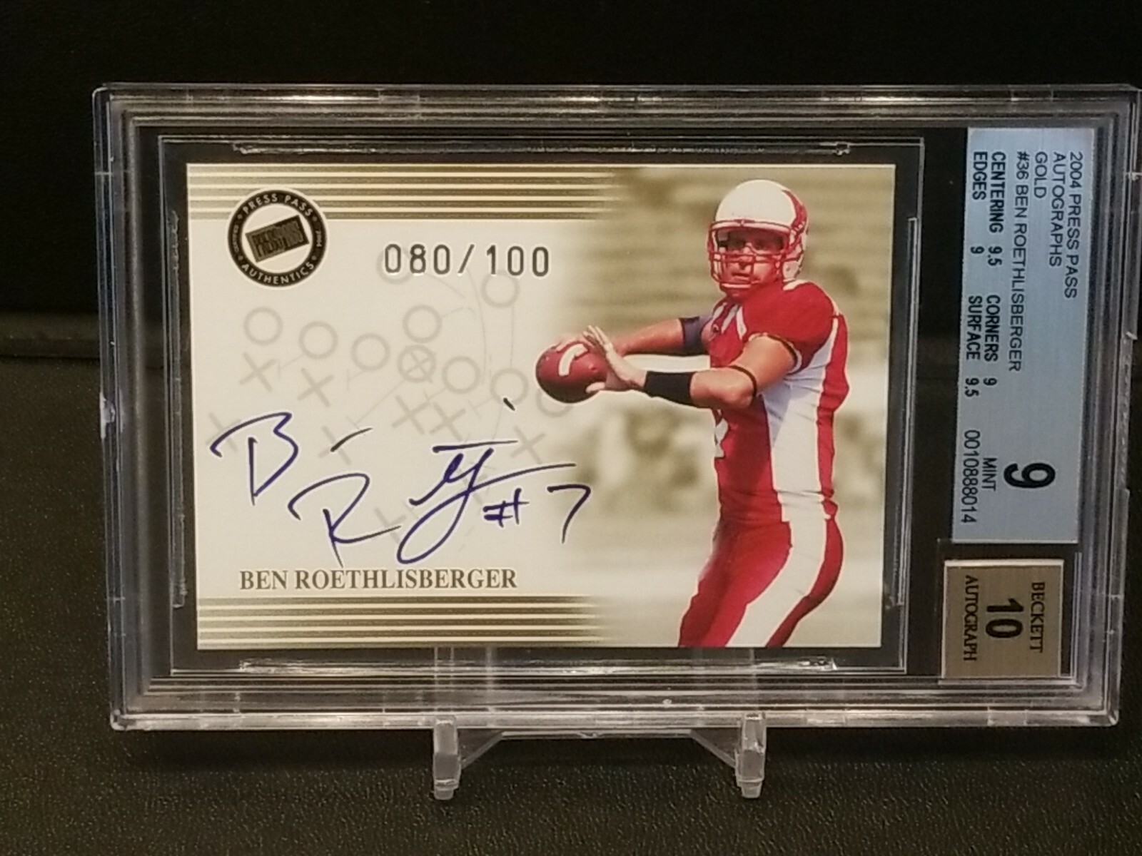Ben Roethlisberger Press Pass Certified Autograph # Gold