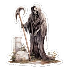 Grim Reaper Graveyard, Vinyl Decal Sticker, Indoor Outdoor, 3 Sizes, 9472