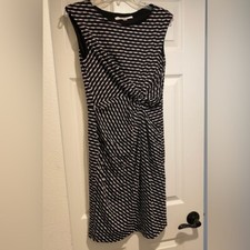 Evan Picone Women’s Sleeveless Midi Lined Pullover Black White Print Dress 8