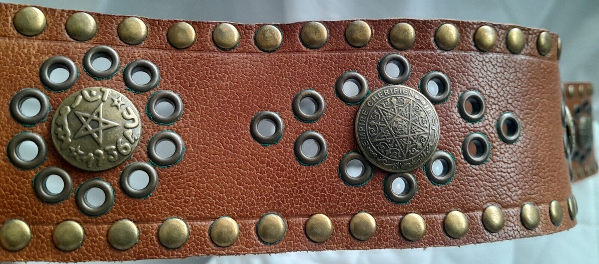 Moroccan Empire Cherifien Belt Authentic Vintage Moroccan Empire Cherifien Brown Leather  main image 4