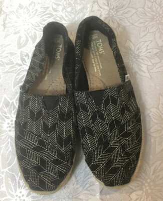 TOMS Women's Deconstructed Alpargata Black Tan Chevron - Main Image