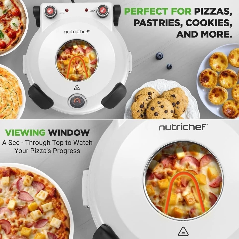 NutriChef Encimera Pizza Maker - Horno Eléctrico con Controles de Temperatura Foto 4 de 4