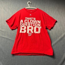 T-shirt uomo Majestic Bryce Harper #34 WN That’s A Clown Question Bro taglia L rossa