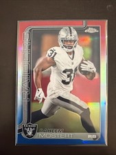 2025 Topps Chrome Raheem Mostert Red White & Blue Refractor Raiders #182