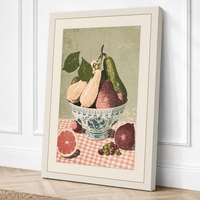 Schale Herbst Obst Vintage Leinwandbild Wandbild Wohndeko fertig zum Aufhängen