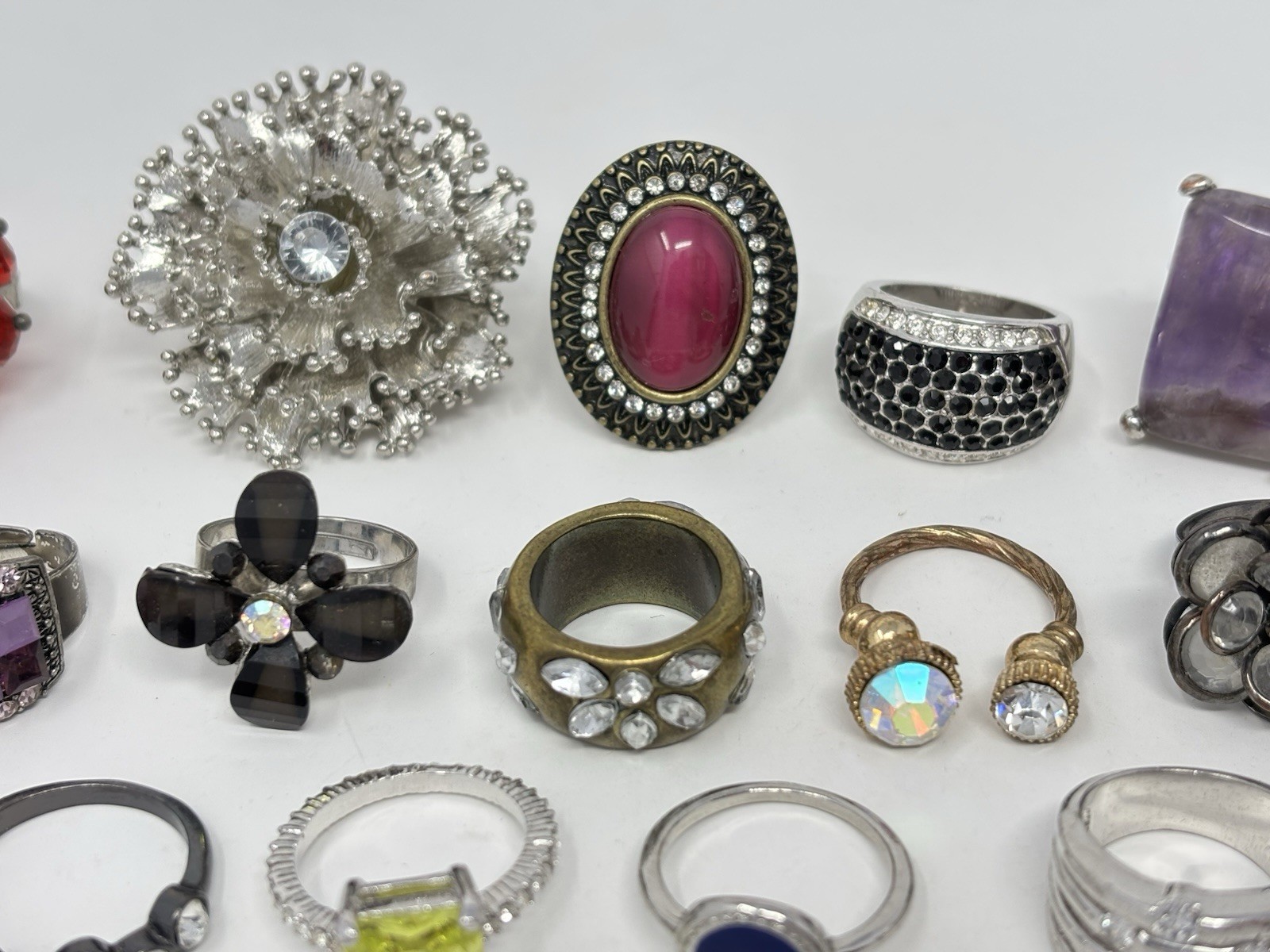 Chunky Rhinestone Statement Costume Cocktail Ring… - image 10