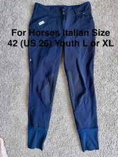 FORHORSES Size 26 US (42 Italian Made) Youth L/XL Navy Riding Breeches