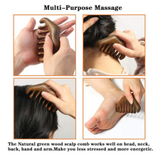 Wooden Wide Tooth Comb - Natural Scalp Massager for Hair and Meridian Relaxat...