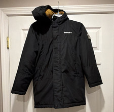 Timberland Boys Hooded Insulated Full Zip Parka Coat Black M 10-12