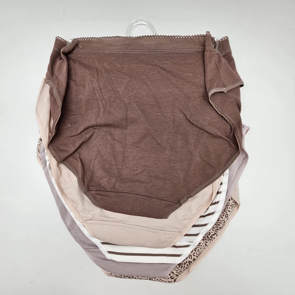 BALI 5 Pack Women's L XL 2XL Cotton Briefs Panties Brown Pink Beige Cream - Image 3 of 4