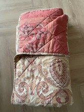 Sanderson Quilted Throw, Reversible, Pink, Brick Red, 50% Cotton, Paisley, 260cm