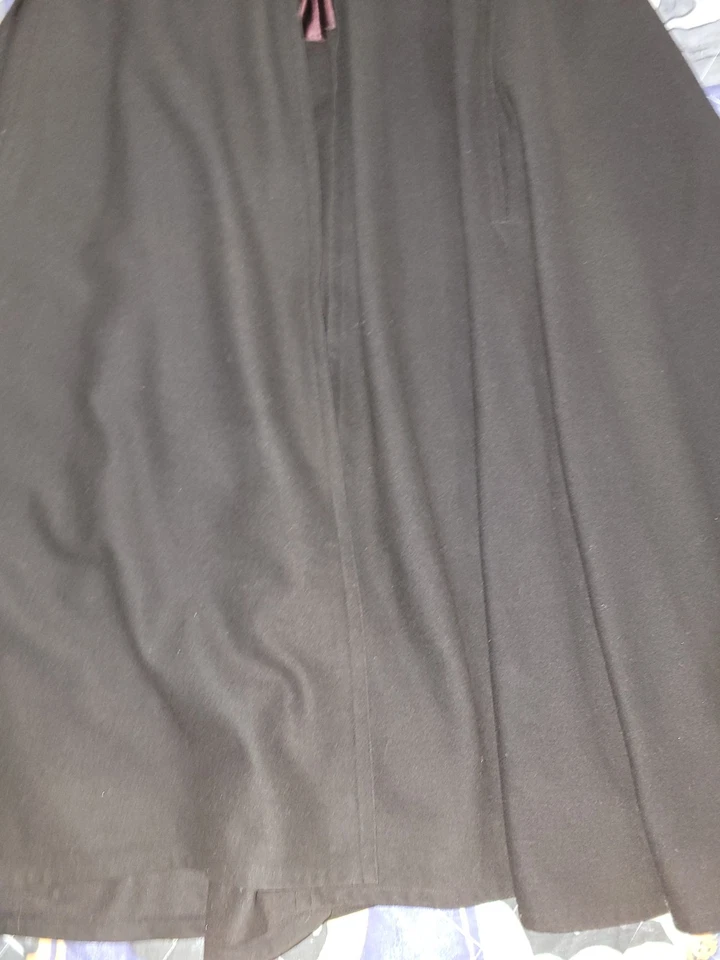 Винтажный 50-х черная шерсть тяжелый длинный ар-деко плащ пальто плащ готический викторианский - Изображение 4 из 4