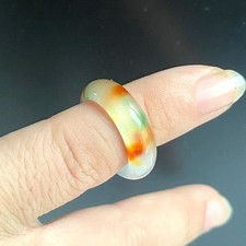Certified Grade A icy five-colored 17-20mm Natural Burma Jade jadeite ring