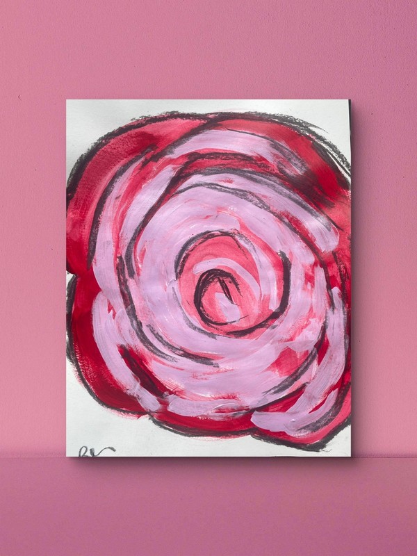 Colorful Abstract Heirloom Flowers 11x14 Paper Modern Art Signed Cheerful
