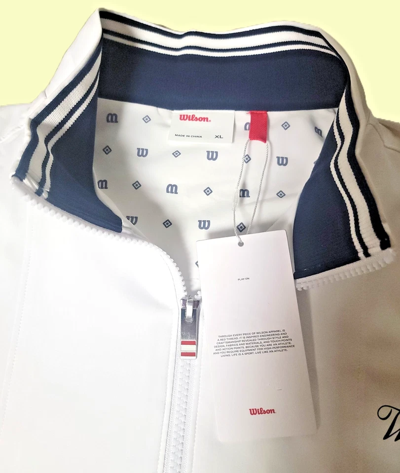 Chaqueta Wilson Grand Slam - XL para hombre - Chaqueta de calentamiento con cremallera completa - Blanco brillante Foto 2 de 4