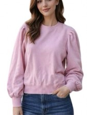 A New Day Purple pink Puff Sleeve Sweatshirt Crewneck Pullover Knit Top NWT XS