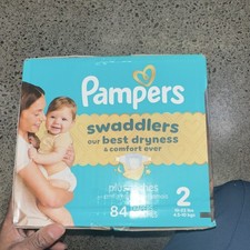 Pampers Swaddlers Basic Diapers Size 2 84 Count 10-22lbs Unisex White