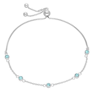 Armband Sterlingsilber Multi Aquamarin CZ verstellbar