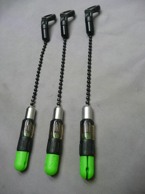 3 FOX CUSTOM MICRO BOBBINS-GUNSMOKE/GREEN SLIK LINE CLIPS+SHORT CHAINS & BRACKET