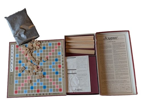 Vintage Milton Bradley Scrabble Crossword Game Complete Wood Tiles Board Game