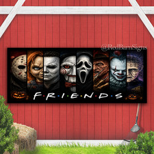 Horror Halloween Friends Indoor Outdoor Banner Sign with grommets